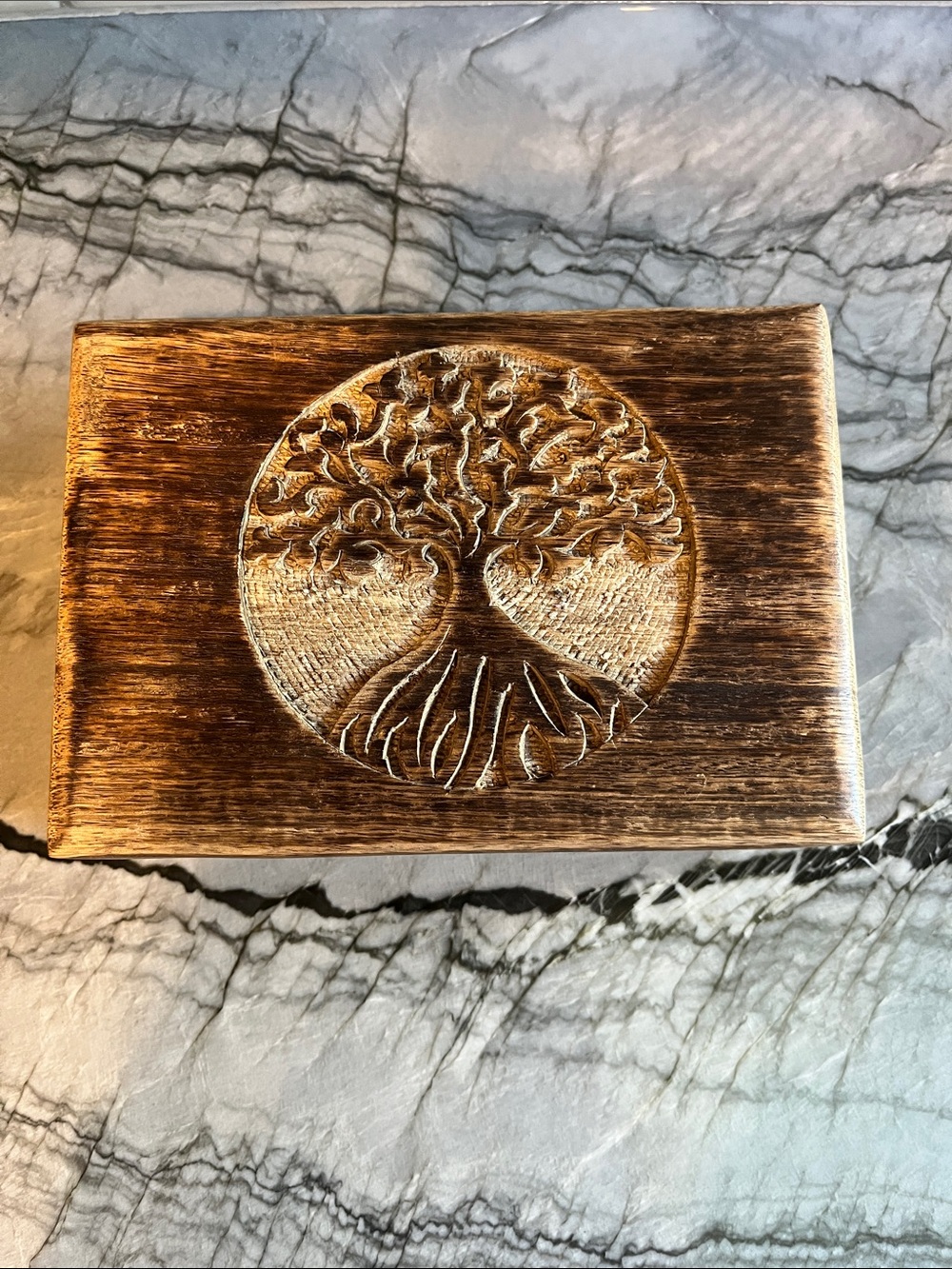 Hand Carved Tree of Life Wooden Keepsake Jewelry Box